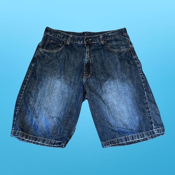 Flypaper Jeans Shorts Straight Leg Button Zip Pockets Medium Wash Denim Size 38 - Picture 6 of 6